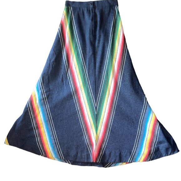 Vintage Casual Corner Chevron Rainbow Wool Striped Maxi Skirt Size 11 Waist 26" - Picture 2 of 7
